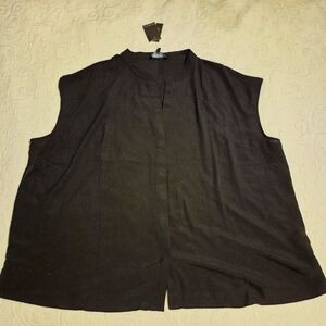 Eloquii women's size 24 black sleeveless full front button blouse, NWT